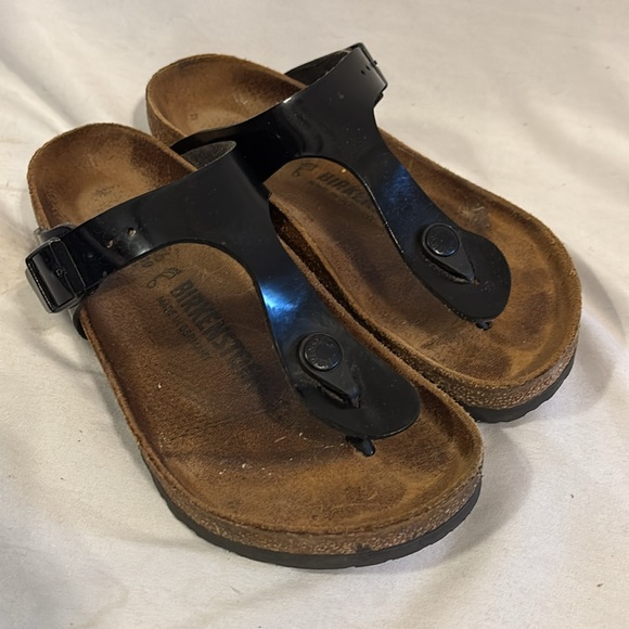 Birkenstock Gizeh Black Patent Leather Thong Sandals Size 36 - Picture 2 of 6